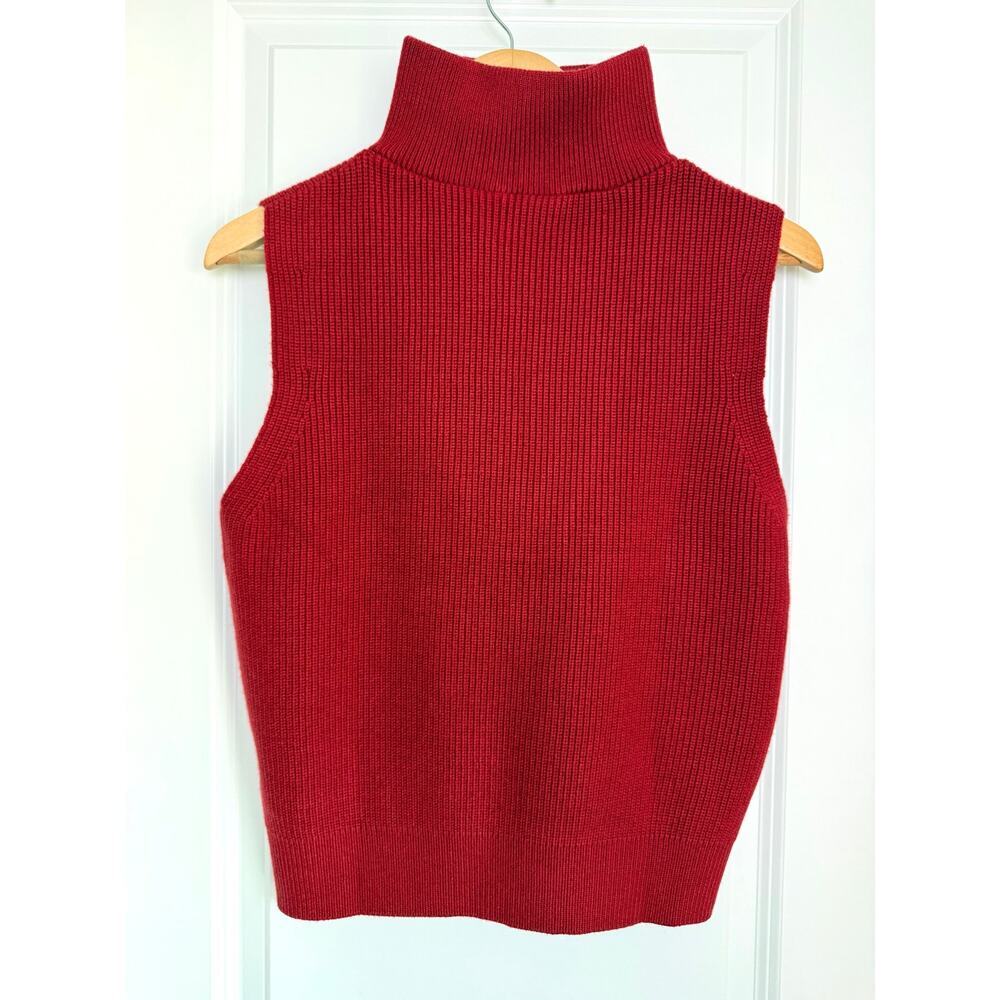 NWT Varley Amina Half-Zip Ribbed Sleeveless Knit Sweater Lava Falls Red Small - Picture 6 of 9